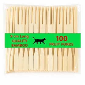 Whispering Fantasy Lot de 100 fourchettes à fruits jetables en bois de 9 cm