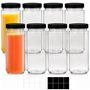 Winter Shore Bouteilles Transparentes de 450ml avec Couvercles & Étiquettes (Lot de 8) - Bouteille de Jus Vide - Bouteille d Eau