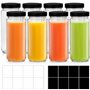 Winter Shore Bouteilles Transparentes de 450ml avec Couvercles & Étiquettes (Lot de 8) - Bouteille de Jus Vide - Bouteille d Eau