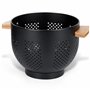 Winter Shore Passoire Cuisine Noire Mate avec Manche en Bois - Passoire Pates pour Fruits - Passoire en Métal pour Laver les Lég