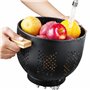Winter Shore Passoire Cuisine Noire Mate avec Manche en Bois - Passoire Pates pour Fruits - Passoire en Métal pour Laver les Lég