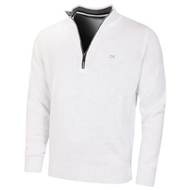 Calvin Klein Pull de Golf 1/2 Zip pour Homme – Blanc – XL