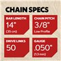 Oregon - Chaîne de Tronçonneuse pour Guide-Chaîne de 14" (35 cm), 50 Maillons d'Entraînement, Faible Rebond, Compatible avec plu