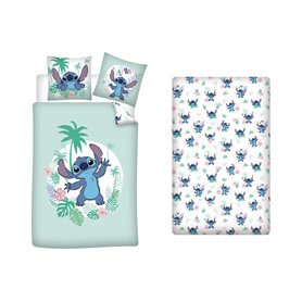 AYMAX Parure de Lit Stitch 3 Pièces Verte