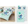 AYMAX Parure de Lit Stitch 3 Pièces Verte, 100% Coton, Housse de Couette 140x200 cm + Taie d'oreiller 65x65 cm et Drap-Housse 90
