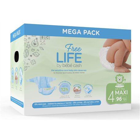 Freelife Bebe Cash Couches Maxi Taille 4 (7-18kg) - 96 couches