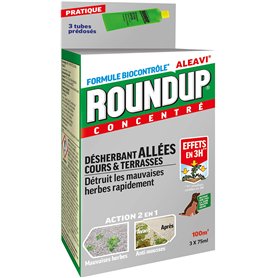 Roundup Désherbant Allées Cours et Terrasses Tubes Pré-dosés x3