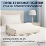 PlumeX Oreiller Ergonomique Mémoire de Forme – Double Hauteur pour Cervicales | Housse Alvéolée Hypoallergénique Lavable | Confo