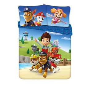 Paw Patrol Housse de couette double 200 x 200 cm | Parure de lit pour enfants comprenant 2 taies d'oreiller assorties 48 x 74 cm