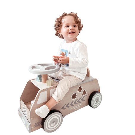 Mamabrum Voiture en Bois à Monter - Porteur Éducatif avec Blocs de Formes