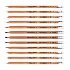 OFFICER PRODUCTS Donau 7388001PL-99 Lot de 12 crayons à papier en bois de cèdre HB avec gomme - En forme hexagonale - Non toxiqu