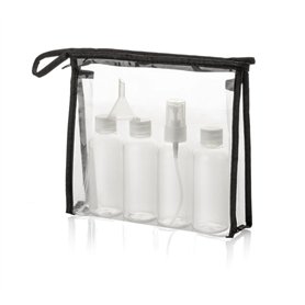 Wpro Sacs de Toilette 2en1 & Bouteille Voyage mis 4 conteneurs liquides 1l