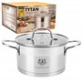 KARL HAUSMANN Faitout Inox - 3.6L - 20 cm - Marmite Induction en Acier Inoxydable 18/10 - Casserole avec Couvercle en Verre - fa