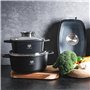 KARL HAUSMANN Faitout Induction - 2.3L – Ø 20 cm - Cocotte Fonte d'Aluminium - Marmite Couvercle en Verre - Casserole Tous Feux 