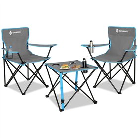SPRINGOS Table de camping pliable avec 2 chaises