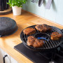 Browin 330300 Poêle à Gaz avec Une Grille, en Acier Carbone avec Revêtement Anti-Adhésif et Manche Amovible, pour Griller à la M