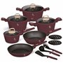 Berlinger Haus Leonardo Collection Batterie de cuisine à induction 15 pièces en aluminium anti-adhésif avec couvercle/Bordeaux m