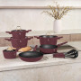 Berlinger Haus Leonardo Collection Batterie de cuisine à induction 15 pièces en aluminium anti-adhésif avec couvercle/Bordeaux m