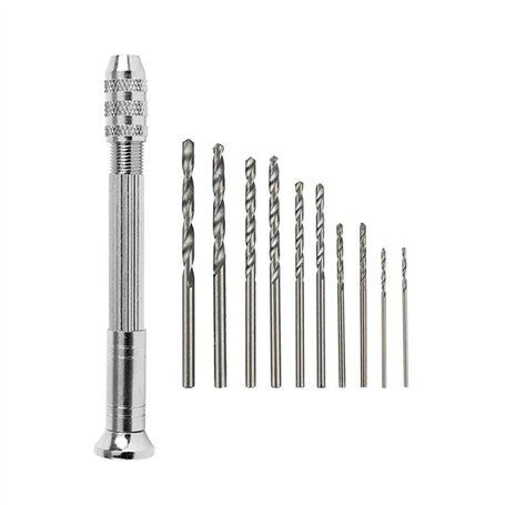 Pesfehhy 11 Pièces Ensemble de Forets Hélicoïdaux à Main 0.5-2.0mm Outil de Poinçonnage à Main pour le Travail Du Bois Kit D'Ent