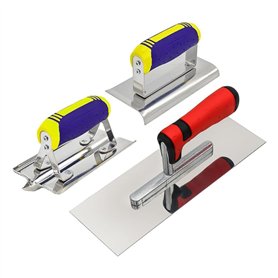 Kissmii Lot de 3 outils à béton en acier inoxydable avec plat Kit de ciment pour maçonnerie