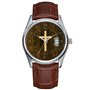 Montre à quartz pour homme - Style décontracté - Étanche - Date - Classique - En cuir marron - Pour Noël - Croix chrétienne - Pl