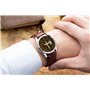 Montre à quartz pour homme - Style décontracté - Étanche - Date - Classique - En cuir marron - Pour Noël - Croix chrétienne - Pl
