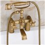 Robinets Baignoire bronze antique avec douche à main, poignées double pont monté Baignoire Robinet de salle de bain