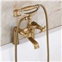 Robinets Baignoire bronze antique avec douche à main, poignées double pont monté Baignoire Robinet de salle de bain