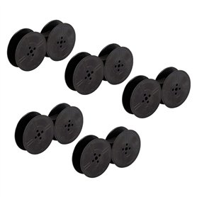 Muuoeou Lot de 5 rubans encreurs double bobine pour machine à écrire - Noir - Double bobine - Pour la plupart des machines à écr