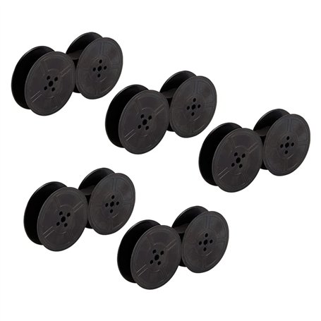 Muuoeou Lot de 5 rubans encreurs double bobine pour machine à écrire - Noir - Double bobine - Pour la plupart des machines à écr