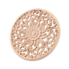 FYOBOT Appliques en Bois Rond De Sculpture De Fleurs Sculptées pour Décalque De Moulures en Bois Non-Peintes Meuble Armoire Figu