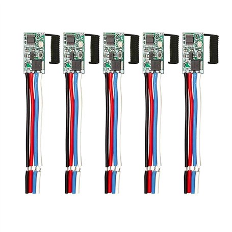 Muuoeou 5pcs 433.92MHz Universel Sans Fil DC 3.6V-24V Télécommande Interrupteur 1CH RF Relais Récepteur LED Lumière Contrôleur D