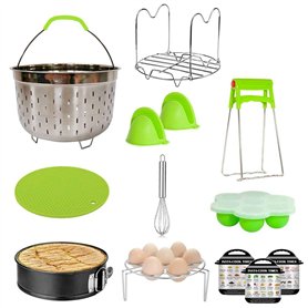 Iyalezirk Ensemble D'Accessoires pour Autocuiseur pour 6 Pintes Comprenant Un Panier À Vapeur de LéGumes