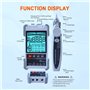 Sirxlevcy ET618 Testeur de Câble RéSeau avec Affichage LCD Analogues Recherche NuméRique POE Test Câble Wiremap Testeur ID Outil