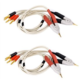 LOLPALONE 2 Paire DE Pinces à Fiche Banane IsoléEs Câble Basse RéSistance Lcr Pince Sonde Pistes Testeur Terminal Kelvin Nouveau