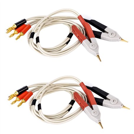 LOLPALONE 2 Paire DE Pinces à Fiche Banane IsoléEs Câble Basse RéSistance Lcr Pince Sonde Pistes Testeur Terminal Kelvin Nouveau