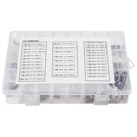 Asyduey 280 PièCes en Acier Inoxydable Ressort Pin Tension ÉLastique Cylindrique Goupilles Goupilles Ensemble M1.5 M2 M2.5 M3 M5