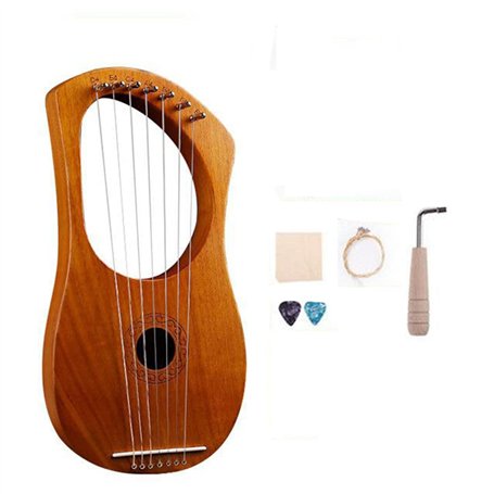 Carlgelrag 7 Cordes Lyre Harpe Instrument à Cordes en Bois avec Sac de Transport de Cordes SuppléMentaires et Accessoires Style