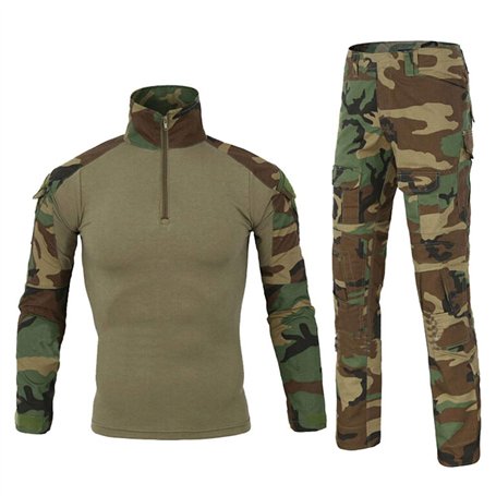 Ketamyy Hommes Tactique Uniforme Ensemble Militaire Camouflage Manches Longues Airsoft T Shirt + Treillis Armée Pantalon Chasse