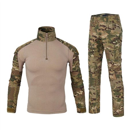 Ketamyy Hommes Tactique Uniforme Ensemble Militaire Camouflage Manches Longues Airsoft T Shirt + Treillis Armée Pantalon Chasse