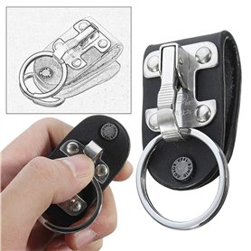 Delleu Porte-clés Ceinture en Cuir avec Boucle Détachable pour Homme Noir et Argent