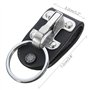 Delleu Porte-clés Ceinture en Cuir avec Boucle Détachable pour Homme Noir et Argent