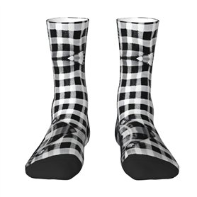 TYANG Chaussettes à carreaux noirs et blancs imprimés 3D pour hommes