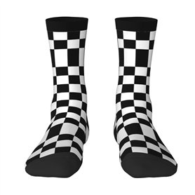 TYANG Chaussettes à carreaux noirs et blancs imprimés 3D pour hommes