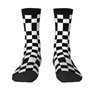 TYANG Chaussettes à carreaux noirs et blancs imprimés 3D pour hommes
