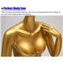 ENHEN Mannequin Buste de Mannequin Femme Doré Brillant, Présentoir de Comptoir à Plusieurs Niveaux pour la Vente de Vêtements, M