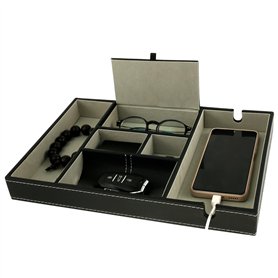GUIJZSLTRG Plateau de rangement en cuir synthétique pour homme