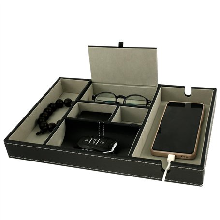 GUIJZSLTRG Plateau de rangement en cuir synthétique pour homme