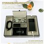 GUIJZSLTRG Plateau de rangement en cuir synthétique pour homme, boîte à bijoux avec 6 compartiments, boîte de rangement de burea