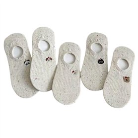 Lot de 5 paires de chaussettes invisibles pour femme avec doublure invisible - Couleur pure - Antidérapantes - Pour l'été